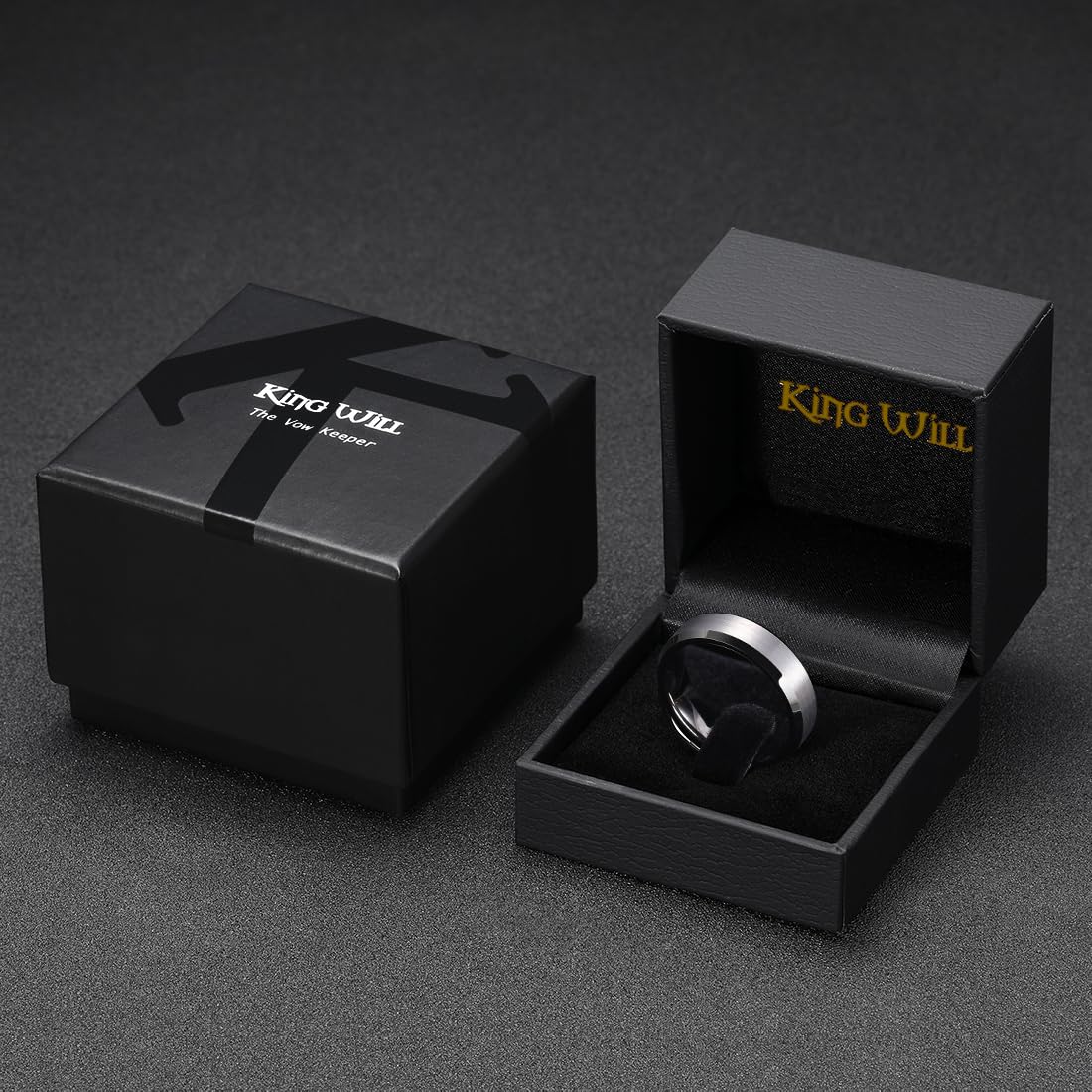 King Will Silver/Black/Gunmetal Grey Promise 6MM/7MM/8MM Wedding Band For Men Tungsten Carbide Ring Comfort Fit Beveled Edges/Step Edges