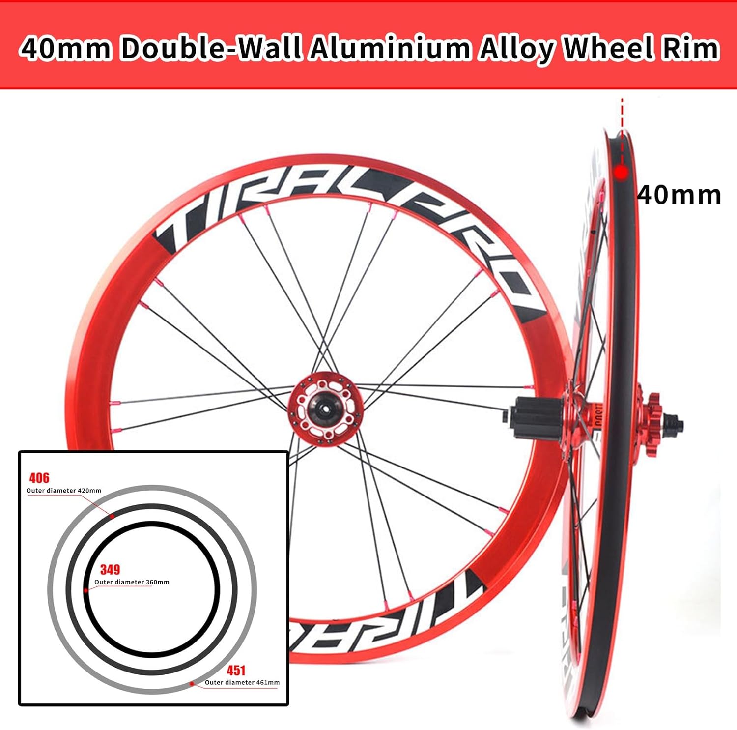20 Inch Bike Wheelset 406/451 Disc Brake BMX Rim Foldable Bicycle Wheels Quick Release 100/130mm 20H Hub for 8 9 10 11 Speed Cassette