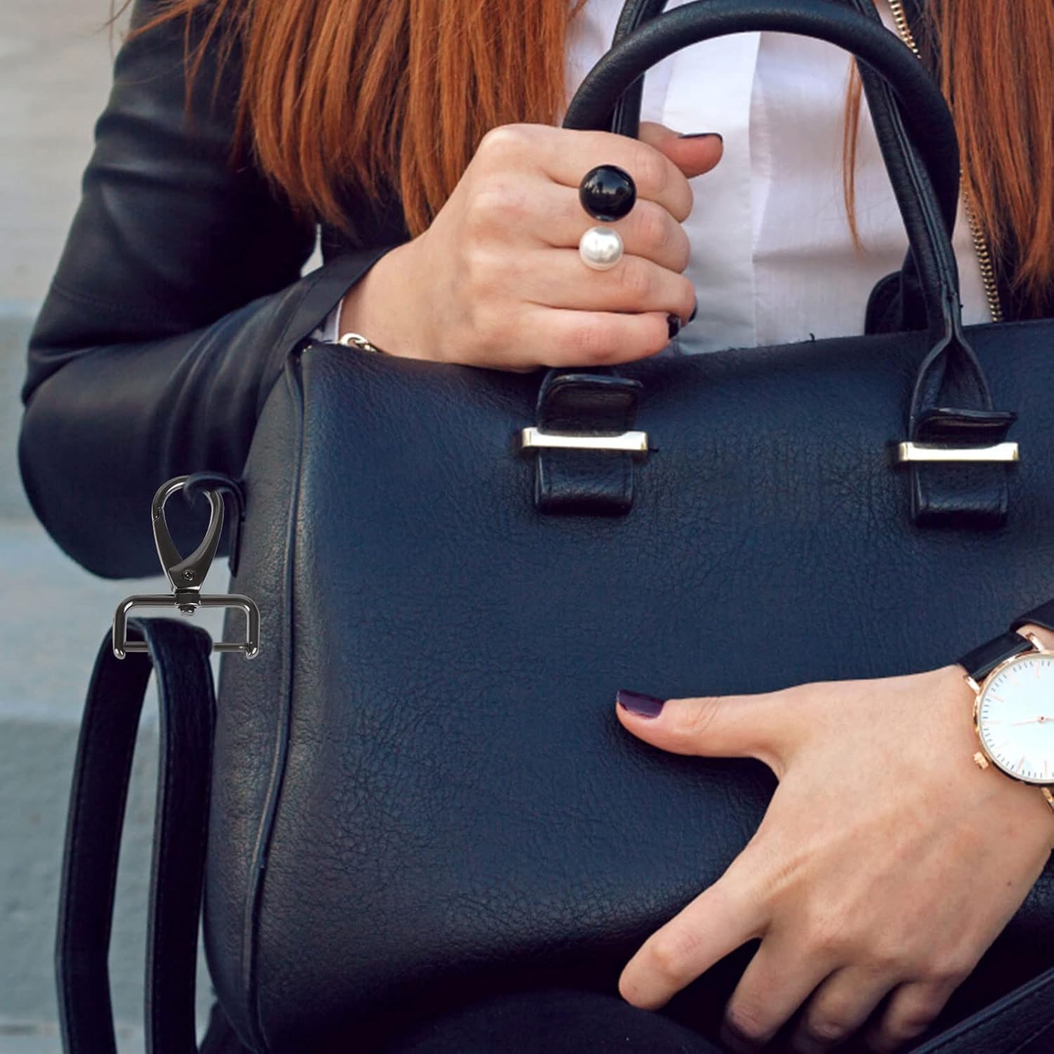 8 Pcs Detachable Swivel Snap Hooks Purses Clasps with Screw Bar Replacement D-Rings Swivel Snap Hooks 2x1.6in Swivel Hooks for DIY Leather Craft Purse and Purse Hardware - Image 6