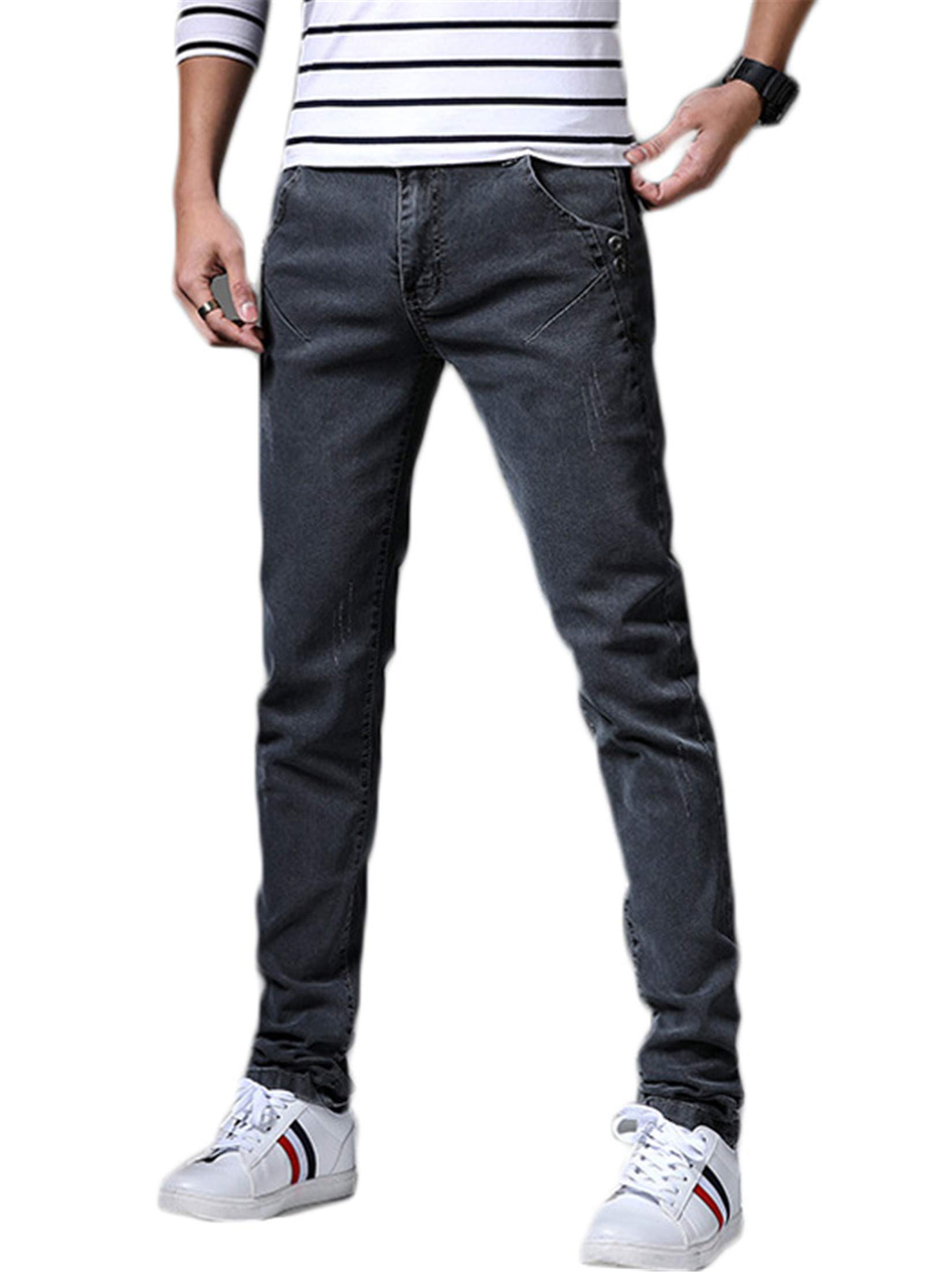 Andongnywell Mens Relaxed Fit Stretch Jeans Slim Tapered-Leg Jean Trousers Stretchy Slim-Fit Pencil Denim Pants