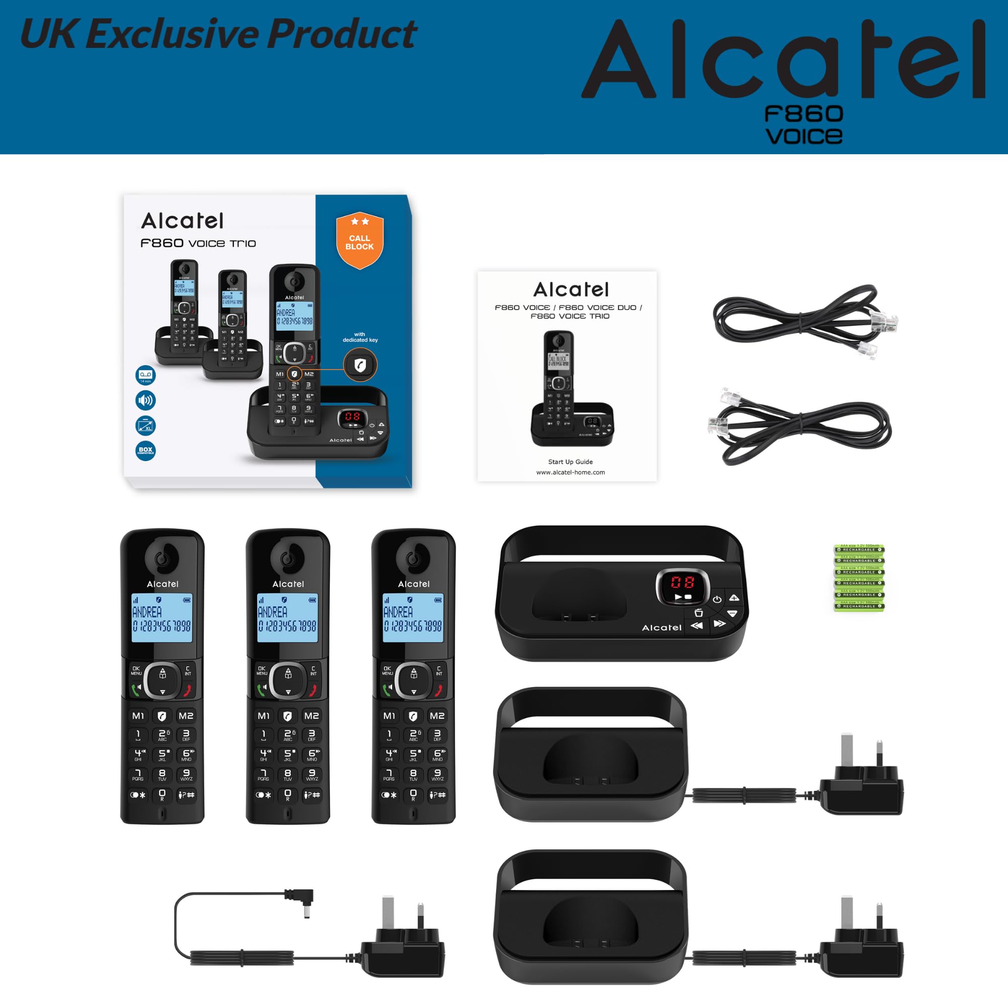 Alcatel F860 Trio DECT Call Block Telephone and Answer Machine