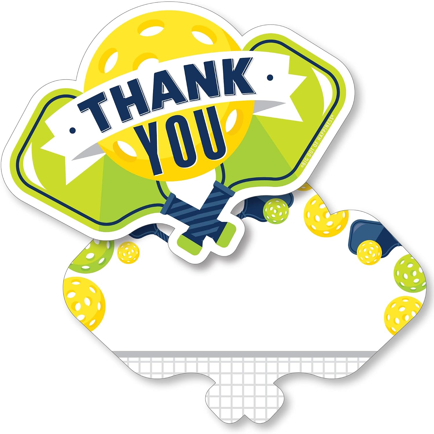 Big Dot of Happiness Let’s Rally - Pickleball - Shaped Thank You Cards - Birthday or Retirement Party Thank You Note Cards with Envelopes - Set of 12