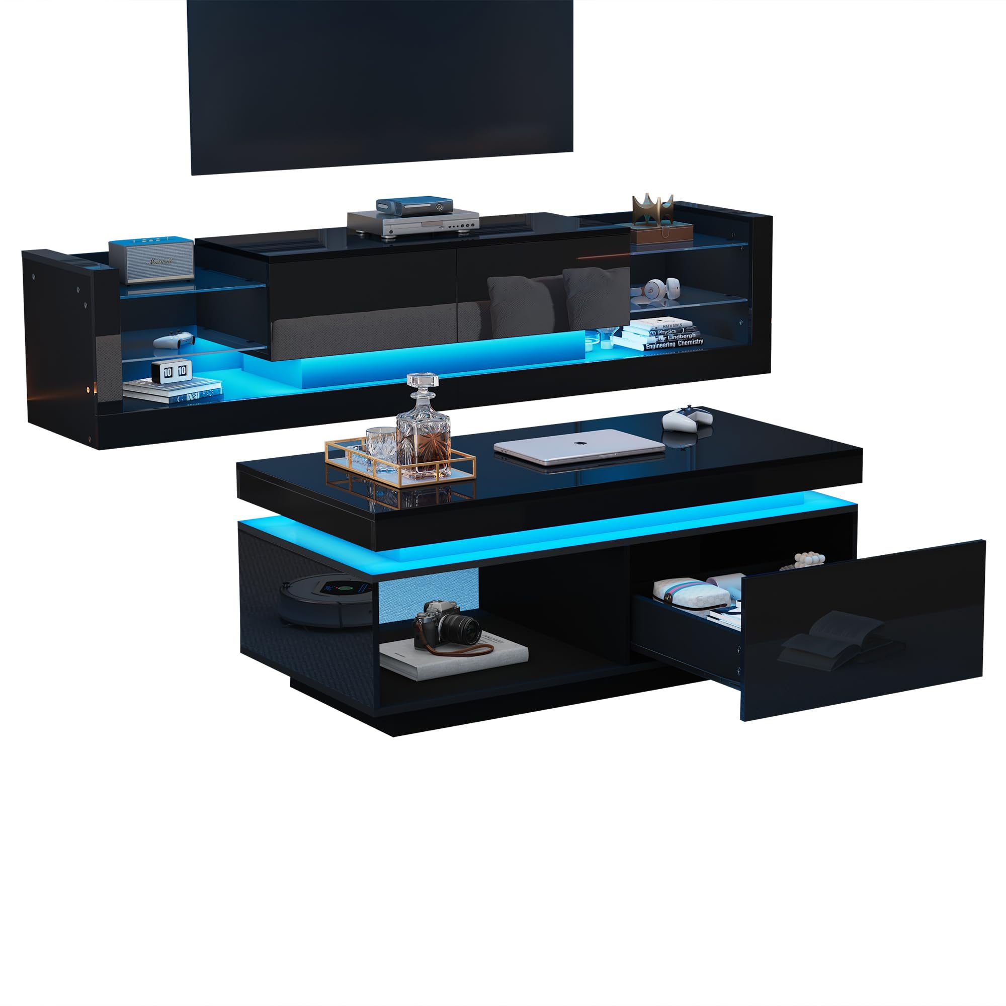 Mueble de pared para TV, color negro