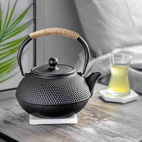 Miniatura 7 de Hwagui - Tetera japonesa de hierro fundido con infusor de acero inoxidable para té y bolsitas de té de hojas sueltas, hervidor de té de hierro