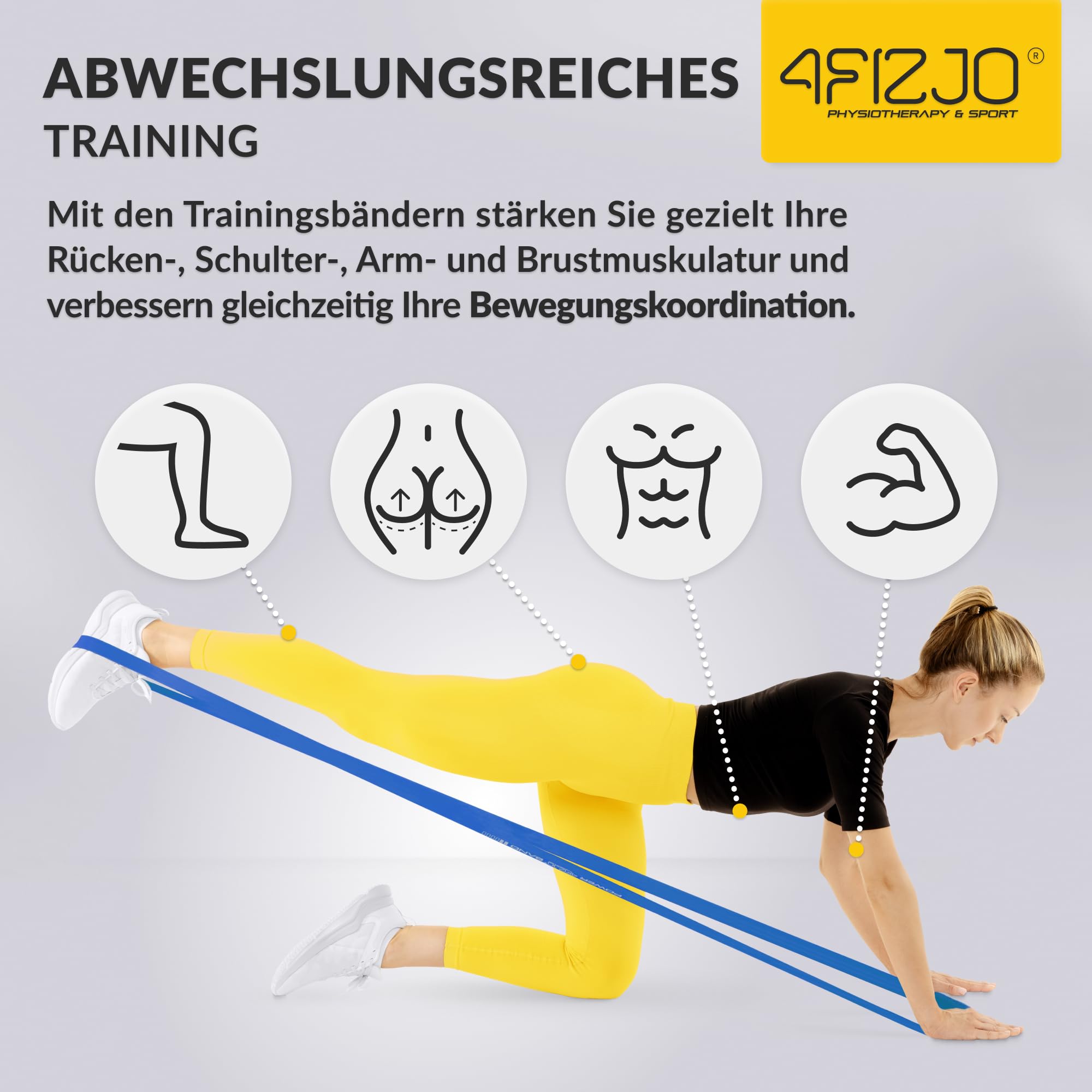 4FIZJO Latex Fitnessbänder, 208x1,3x0,45 cm, Leichter Widerstand Hypoallergen, Widerstandsbänder krafttraining, Calisthenics Equipment, Trainingsband für Yoga, Gymnastikband