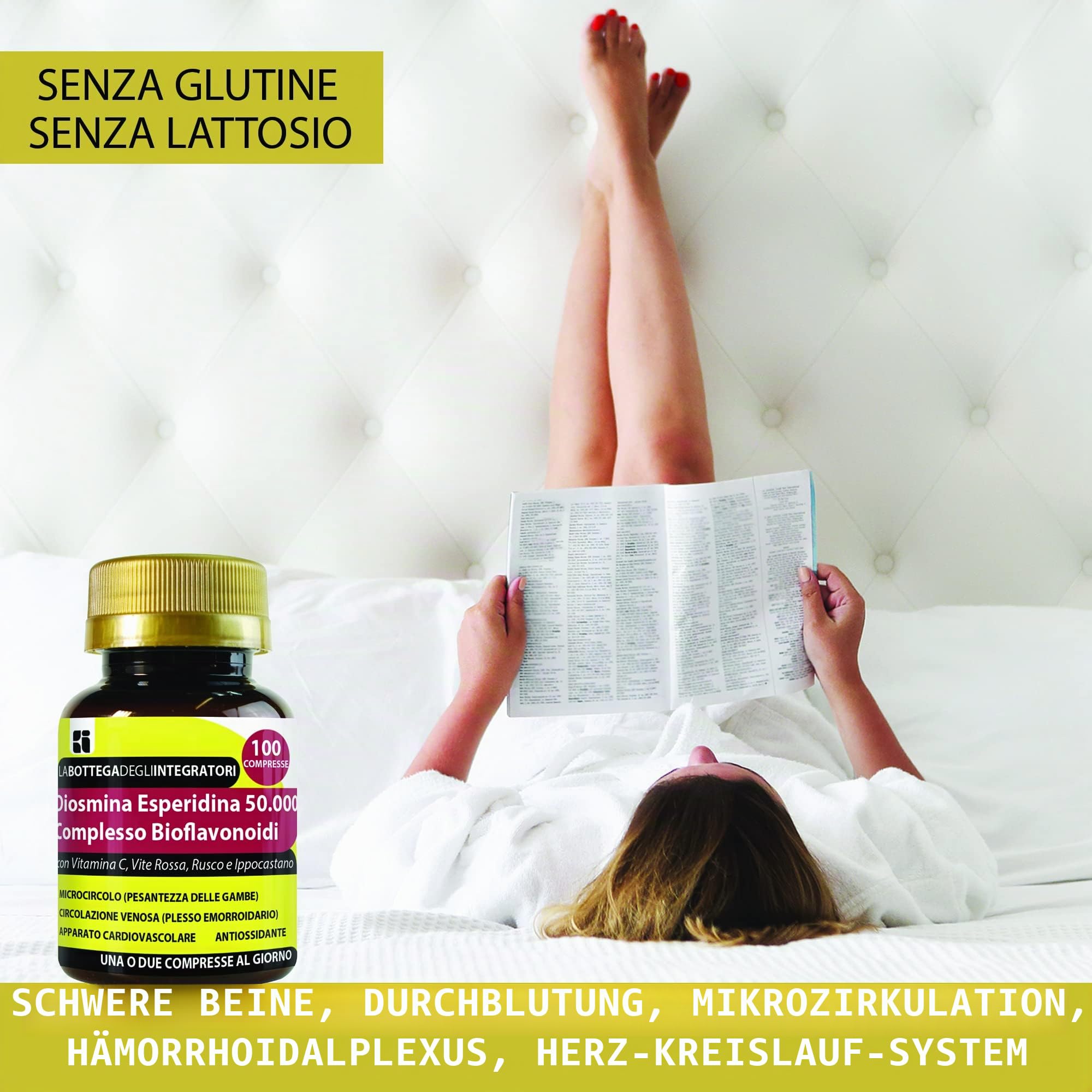 Diosmin Hesperidin Bioflavonoid Komplex 200 Tabletten mit OPC aus roter Weinrebe, Mäusedorn und Rosskastanie | Gluten- und laktosefrei | für Kreislauf, Hämorrhoiden, Beine, Mikrozirkulation