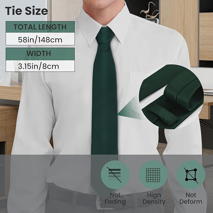 Juego de Corbata para Hombre con Pañuelo Clip y Gemelos Regalo miniatura 3