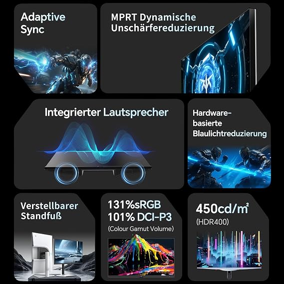 KTC 27 Inch Gaming Monitor QHD 2K 2560 x 1440 200Hz OC 210Hz Fast IPS 1ms MPRT HDR400 450 cd/m² Adaptive Sync 131% sRGB 97% DCI-P3 ΔE<2 Speaker Height Adjustable Pivot VESA White