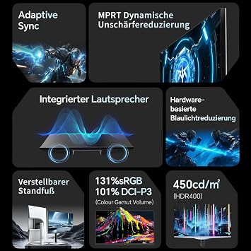 KTC 27 Inch Gaming Monitor QHD 2K 2560 x 1440 200Hz OC 210Hz Fast IPS 1ms MPRT HDR400 450 cd/m² Adaptive Sync 131% sRGB 97% DCI-P3 ΔE<2 Speaker Height Adjustable Pivot VESA White