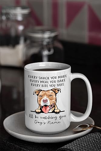 Miniatura 5 de Personalized Red Nose American Pit Bull Coffee Mug, Every Snack You Make I'll Be Watching You, Customized Dog Mugs for Mom Dad, Gifts for Dog Lover,