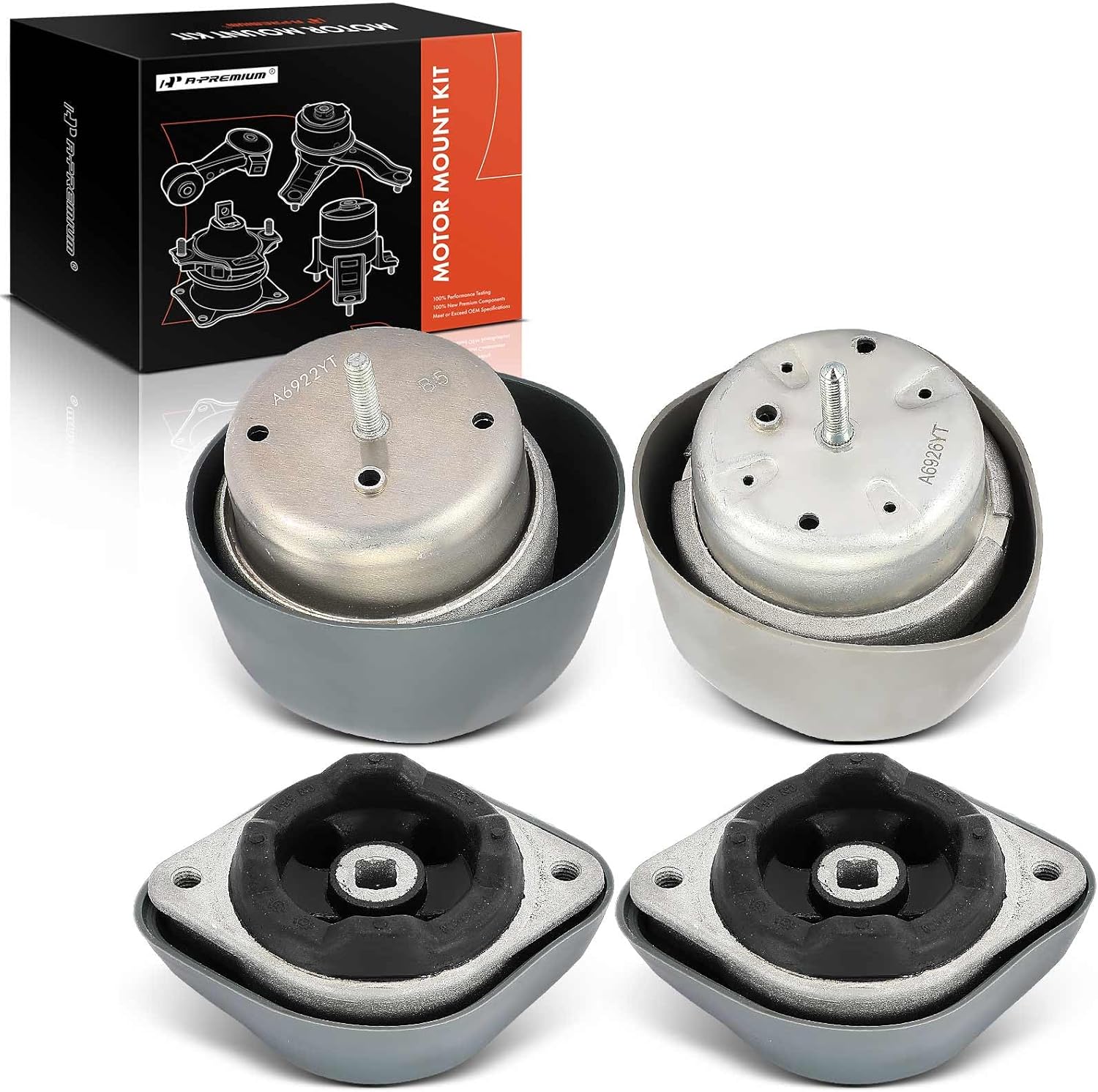 A-Premium Engine Motor and Transmission Mount Kit Compatible with Volkswagen Passat 1998-2005 & Audi A4 1997-2001, A4 Quattro 1997-2001, 1.8L, 4-PC Set, Replace# 8D0199379AT, 8D0399151J