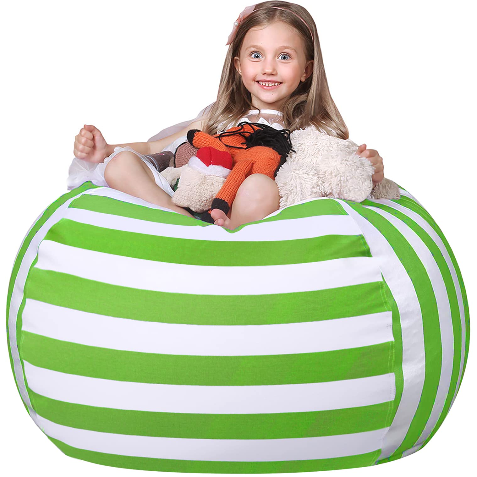 WEKAPO Stuffed Animal Storage Bean Bag Chair Cover for Kids