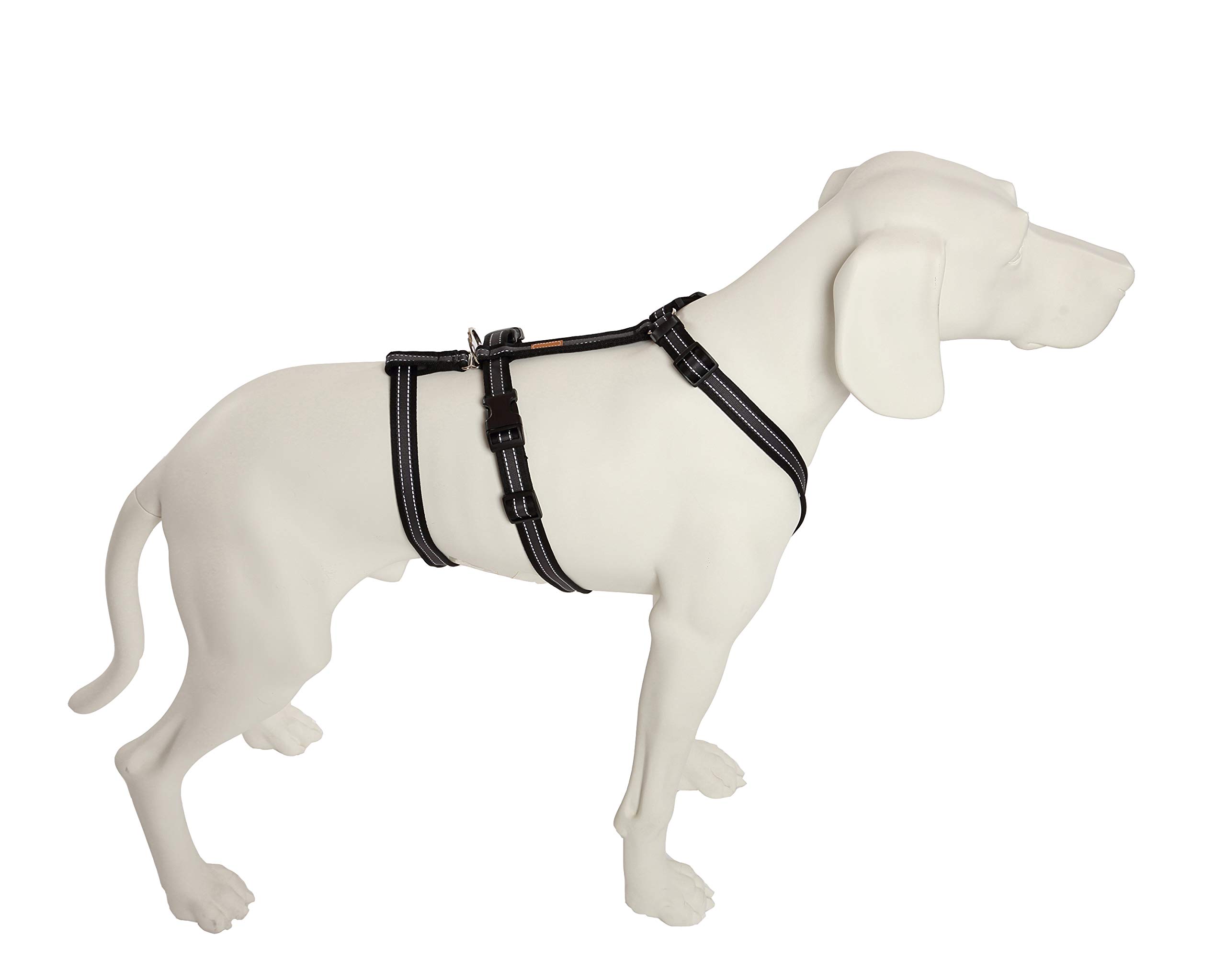 Feltmann No Exit ausbruchsicheres Hundegeschirr für Angsthund, Sicherheitsgeschirr für Pflegehunde, Panikgeschirr, Soft Grip, schwarz/Silber, Bauchumfang 35-50 cm, 15 mm Bandbreite