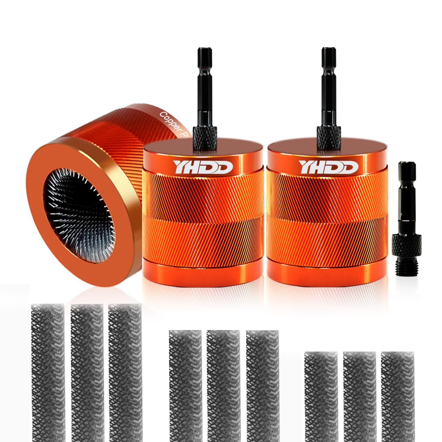 28MM & 22MM & 15MM Metal Copper Pipe Cleaner Set with 6.35mm Hex Shank, Each Set Additional 3Pcs Replaceable Blades for Cleaning Rust, Stains, Paint on Copper Pipes Various Metal Pipes