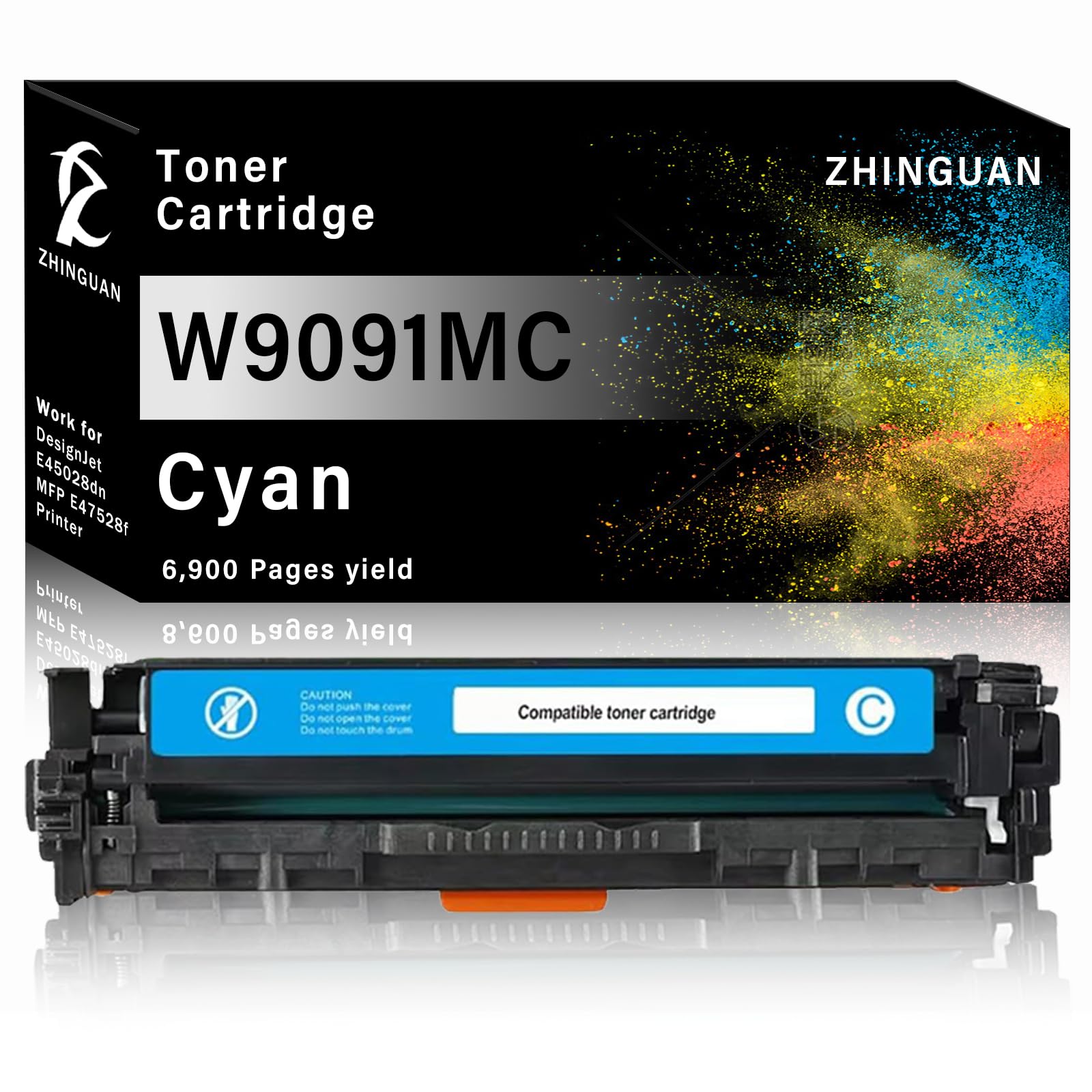ZHINGUAN W9091MC Toner Cartridge Works for E45028dn MFP E47528f Printers (1-Cyan)
