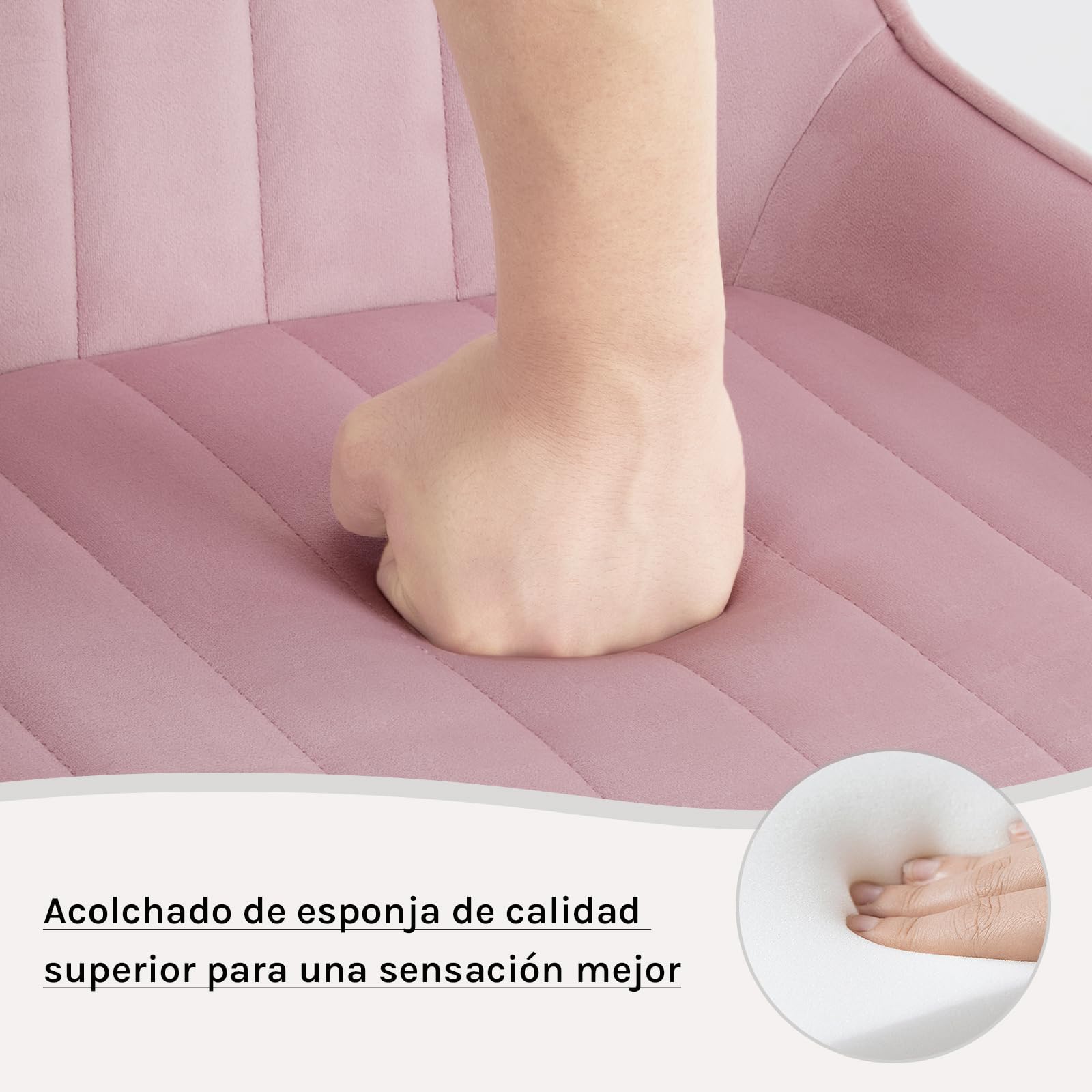 Lestarain Juego de 2 Sillas de Comedor,Terciopelo,Rosa | Ergonómicas, Salón y Dormitorio, Estilo Nórdico y Moderno
