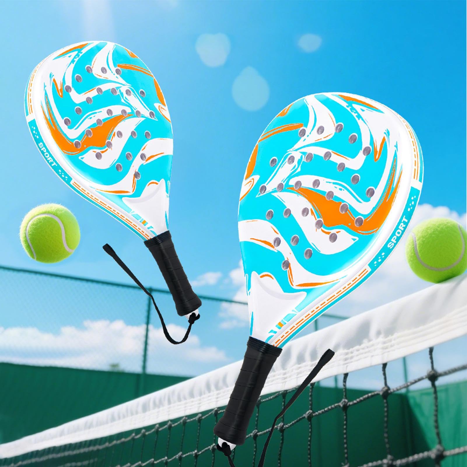 Racchetta da bambino di Pickleball,Paddle leggero in fibra di carbonio, antiscivolo e portatile, set di racchette da tennis, per donne, uomini, adulti, sport, giochi pratici, spiaggia, parco, giardino