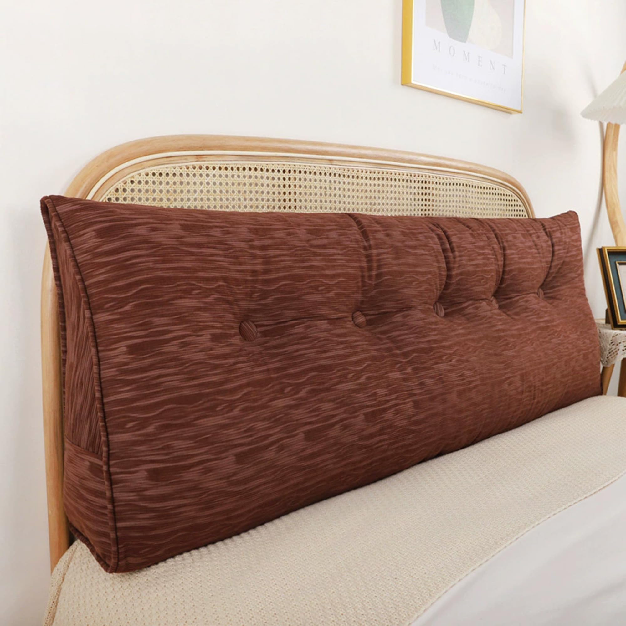ADUODAO Large Pillows Headboard Rest Reading Pillows, Lumbar Backrest Positioning Support Long Cushions Daybed Bolster Cushions with Side Pocket for Sofa Tatami (100 * 50 * 20cm,Brown)