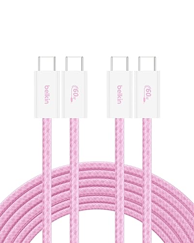 Miniatura 12 de Belkin Cable USB C a USB C, 6.6 pies, 60 W, cargador tipo C, cable de carga para iPhone, suave, trenzado, flexible para iPhone 16, Galaxy S25, Pixel