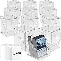 Mlikero 12 Pack Acrylic Card Deck Boxes - Holds 100+ Sleeved MTG/TCG/Sports Cards w/ Dividers, Clear Stackable Storage Cases
