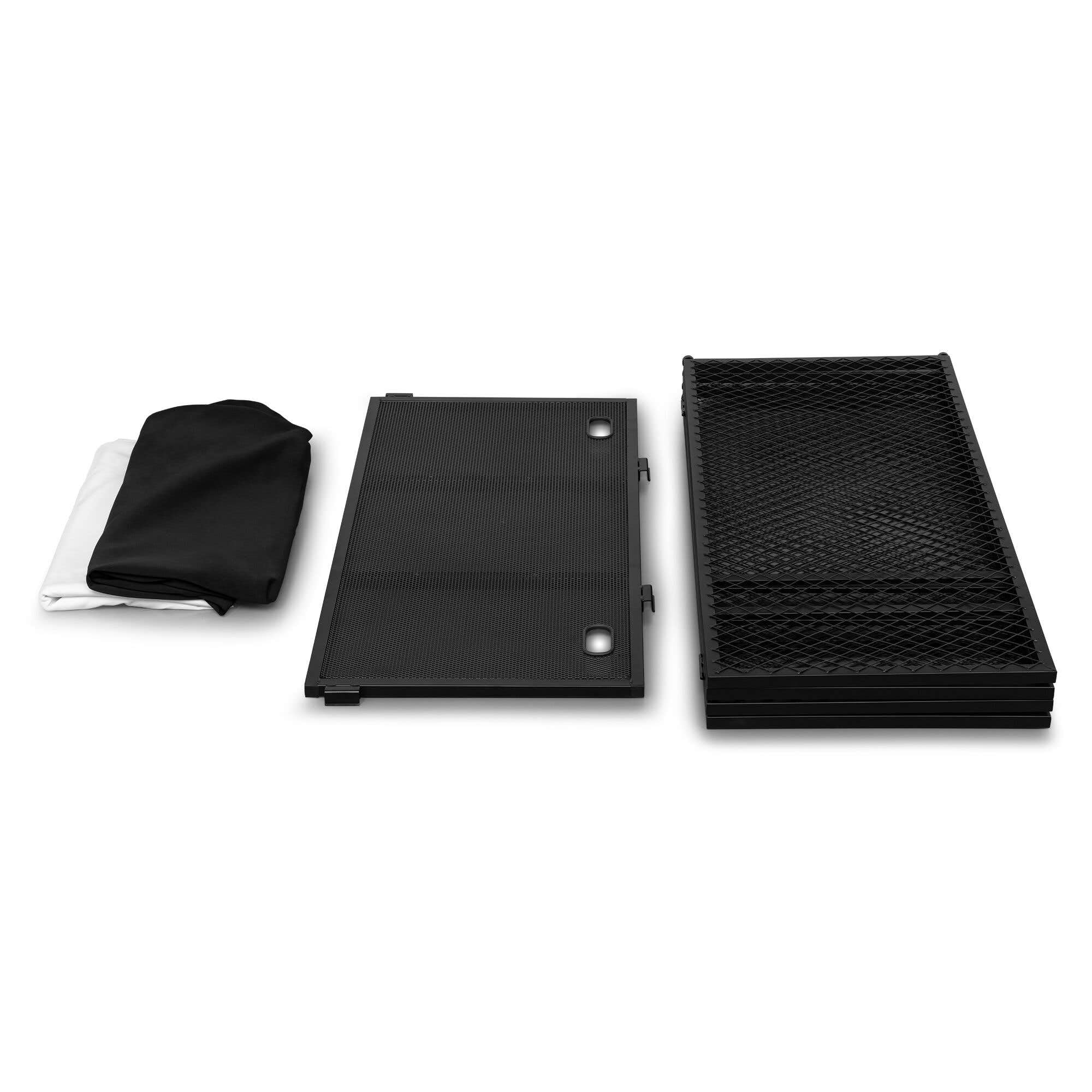 Vonyx DBC105 - Mobiler DJ Tisch Klappbar - 1 Meter, Kompakter DJ Pult inkl. Tasche & 2 Cover (Weiß/Schwarz), 25kg Belastbar, Mobiler DJ Stand für Equipment & Controller - Alu Schwarz