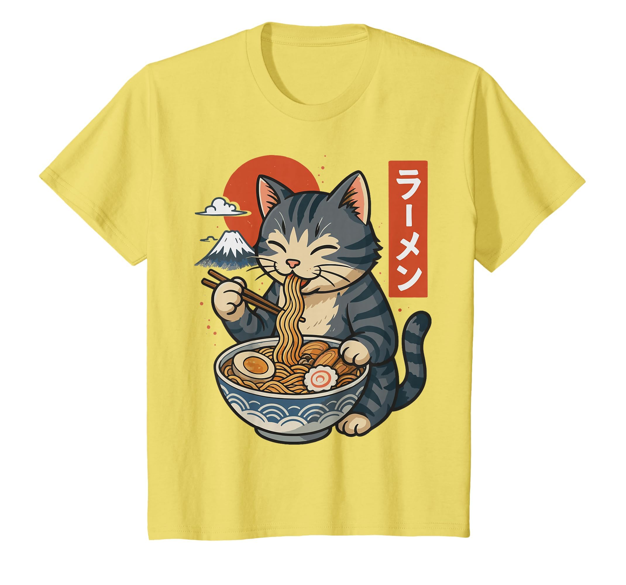 Anime Cat Eating Ramen Retro Kawaii Ramen Cat T-Shirt