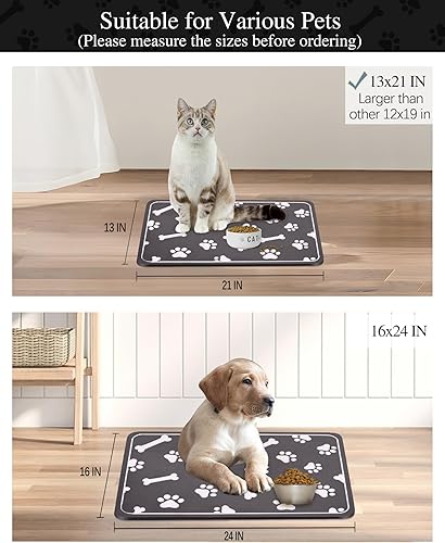 Miniatura 5 de Tapete de absorción rápida para comida de mascotas, fácil de limpiar, para alimentos y agua, no mancha, tapete para proteger el suelo, tapete