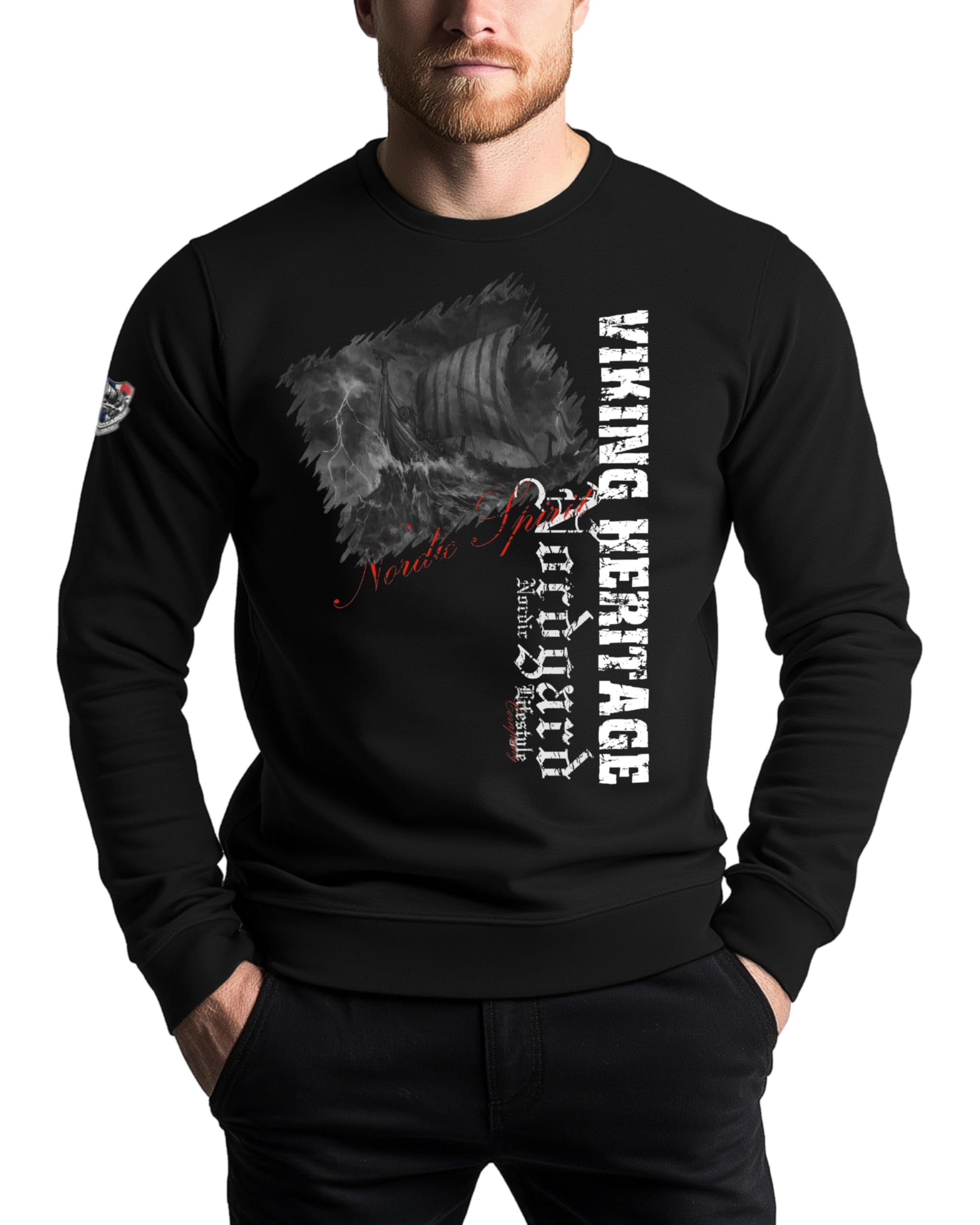 NORDGARD Viking Sweatshirt Nordisk I Pulli aus 80% Baumwolle & 20% Polyester I Wikinger-Sweater mit Brustdruck I Ideal für Freizeit & Sport I Oeko-TEX Zertifiziert