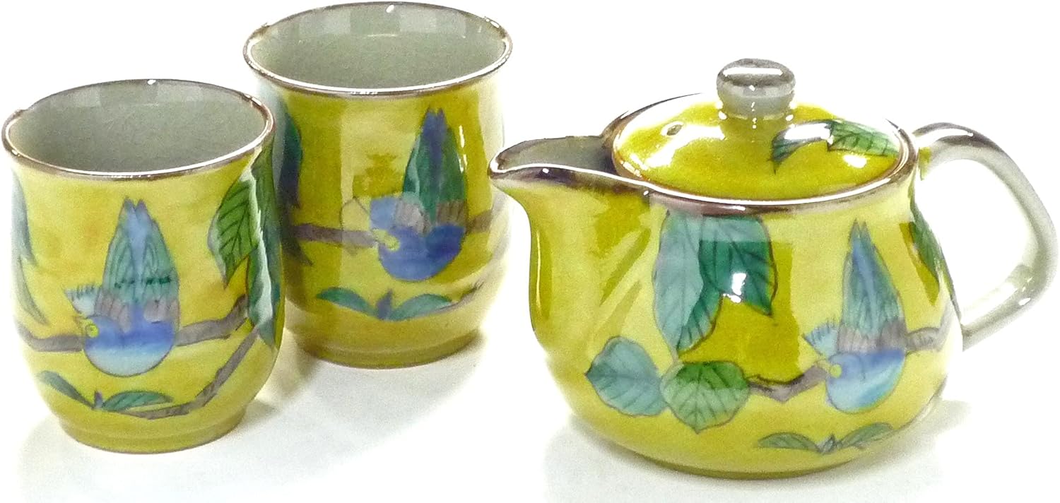 九谷焼 茶器 急須 ティーポット3点セット ブランド買うならブランドオフ 濃い塗り花鳥 New 大 裏絵 九谷焼 茶器 急須 ティーポット3点セット ブランド買うならブランドオフ 濃い塗り花鳥 New 大 裏絵