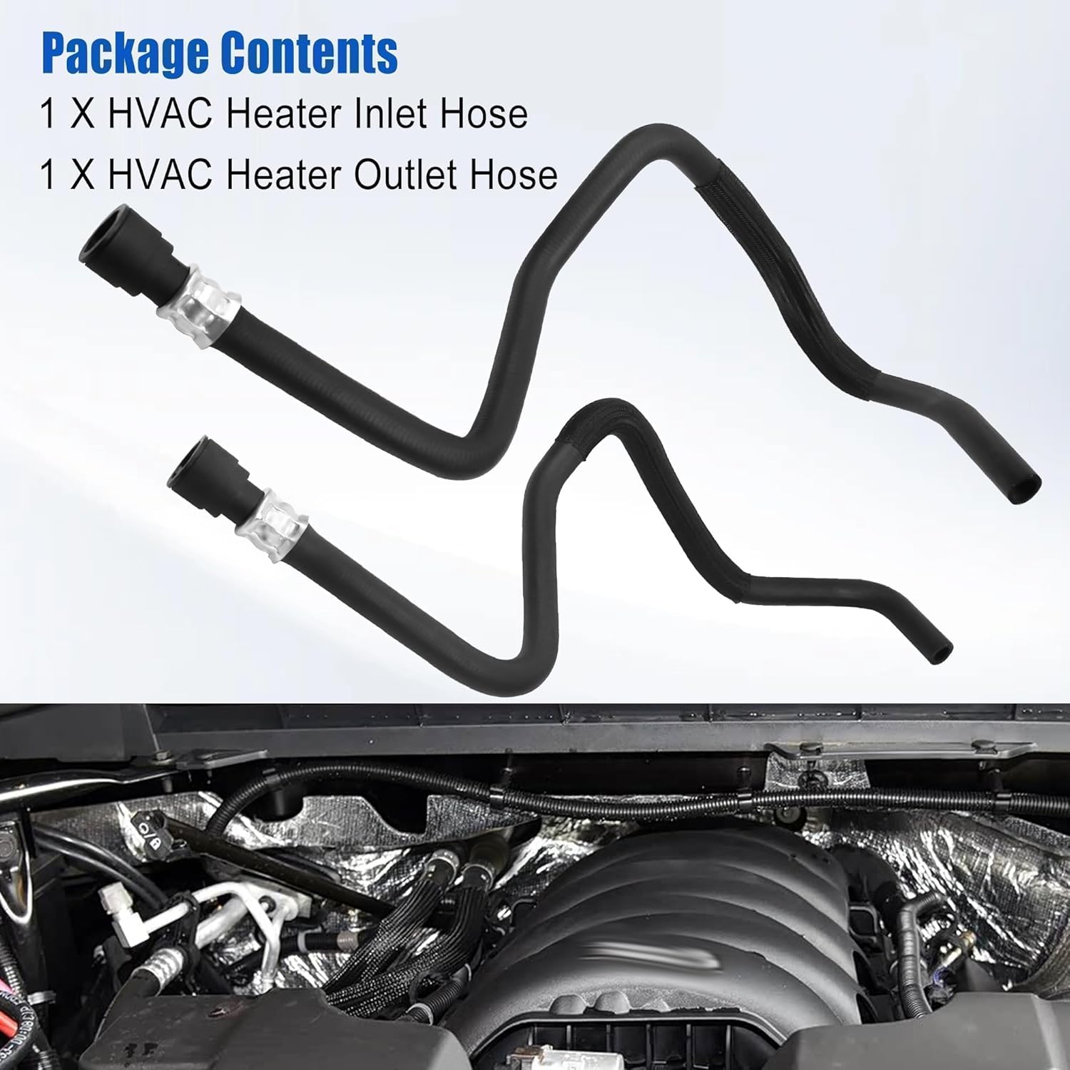 Heater Outlet Hose and Heater Inlet Hose Fit for 2018 Chevy Cheyenne for 2014-2018 Silverado 1500 and 2500 for 2014-2019 Sierra 1500 for 2019 Sierra 1500 Limited Replace 23126443 23126442