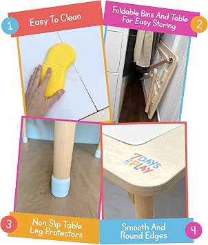 7 Days of Play Sensory Play Activity Table with Foldable Legs, Storage Bins, and Lid Sensory Table for Toddlers & Kids | Great Gift for Birthdays, Christmas Sensory Table for Toddlers 1-3