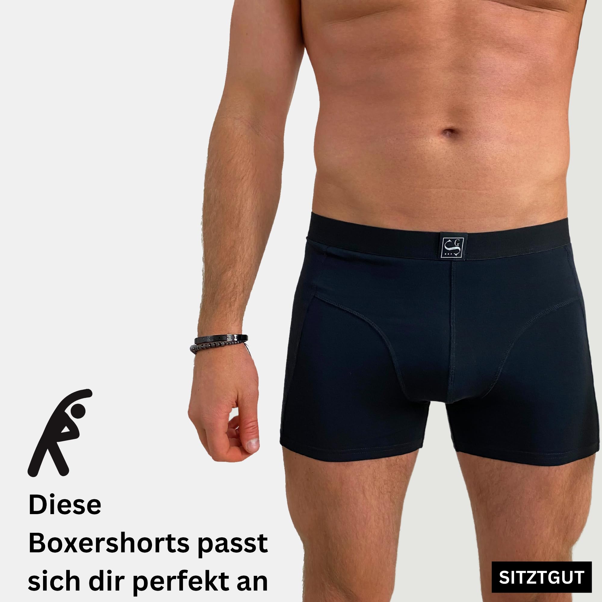 SITZTGUT Boxershorts Herren aus Baumwolle - Trocknergeeignet, Kratzfrei ohne Etikett, Bequeme Passform