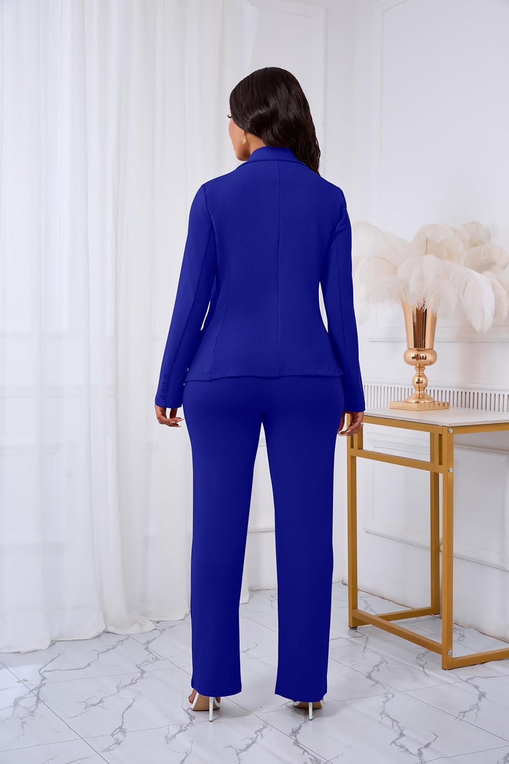 Kafiloe Women Suits 2 Piece Set Long Sleeve Blazer Pants Suit Dressy Pantsuits Business Casual Outfits - Image 5