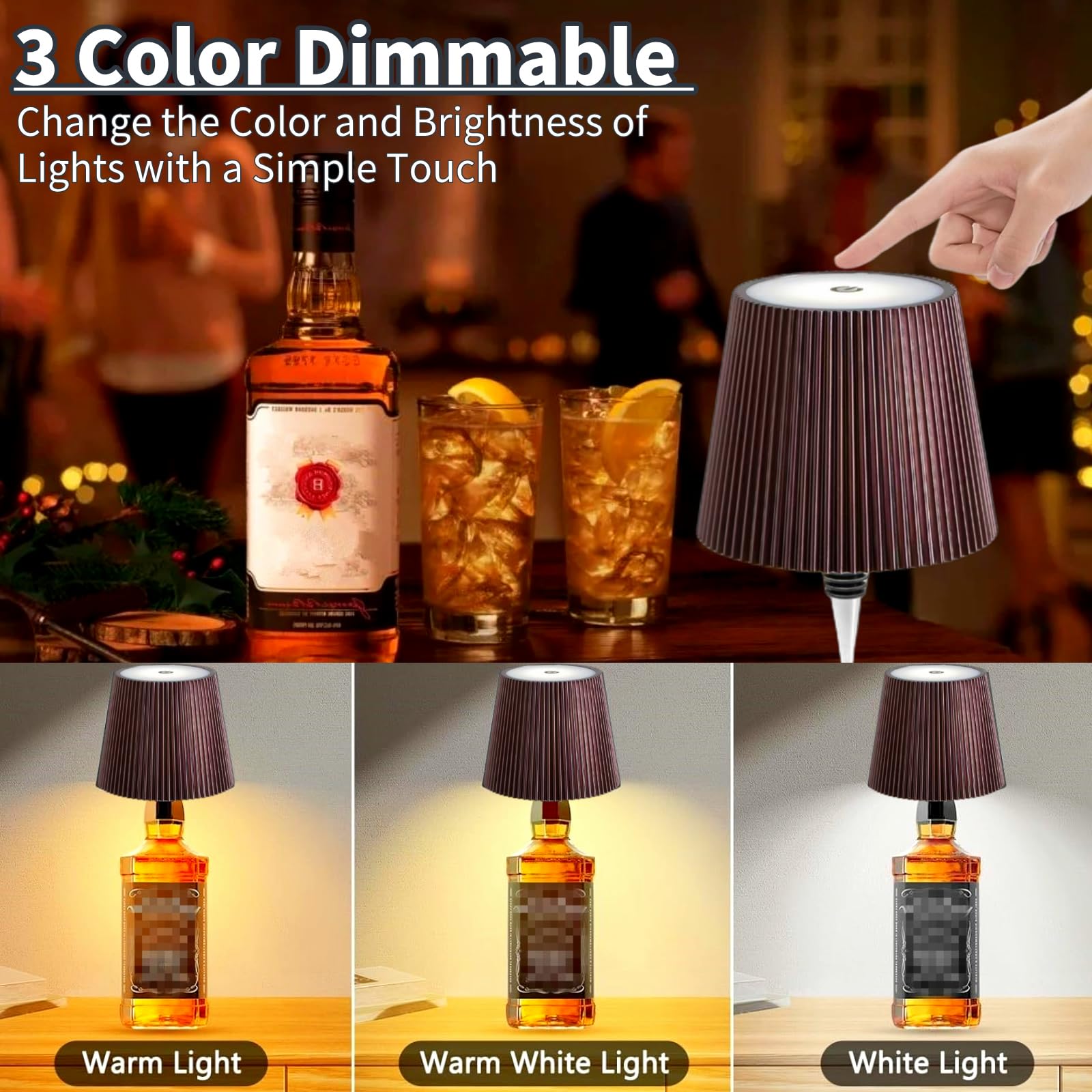 Lampe Bouteille Sans Fil - Veilleuse LED RVB, Contrôle Tactile Et Télécommande, Pour Déco Maison Bar - 4