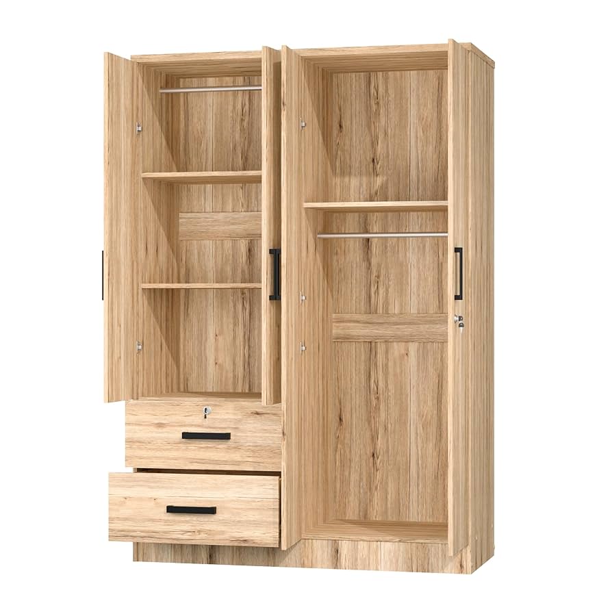 Amazon.com: 啄木鳥家具和床墊4 門衣櫃2 個抽屜,附層架48 英吋