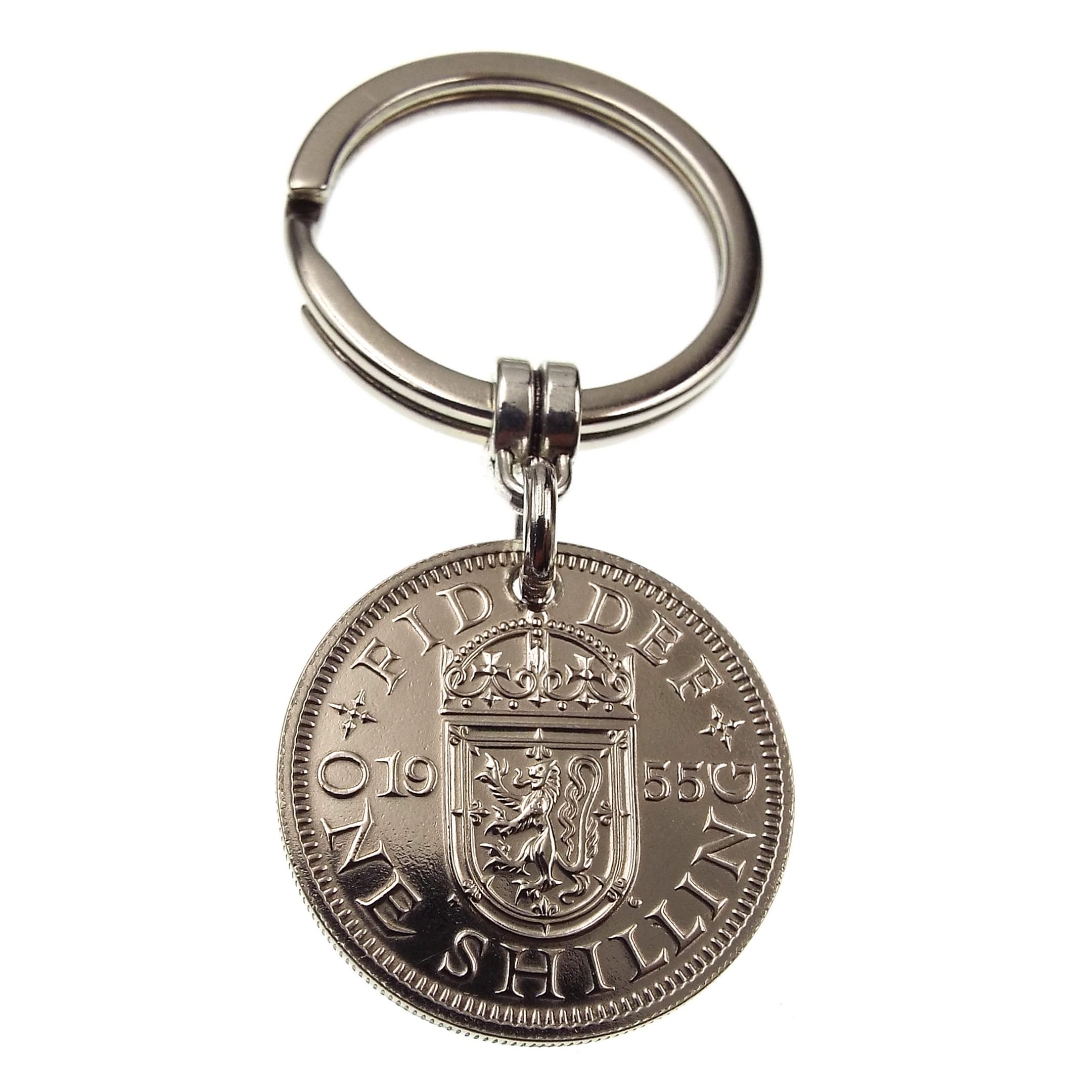 A Silver Dream 1955 Scottish Shilling Coin Keyring Birthday Anniversary Men Women