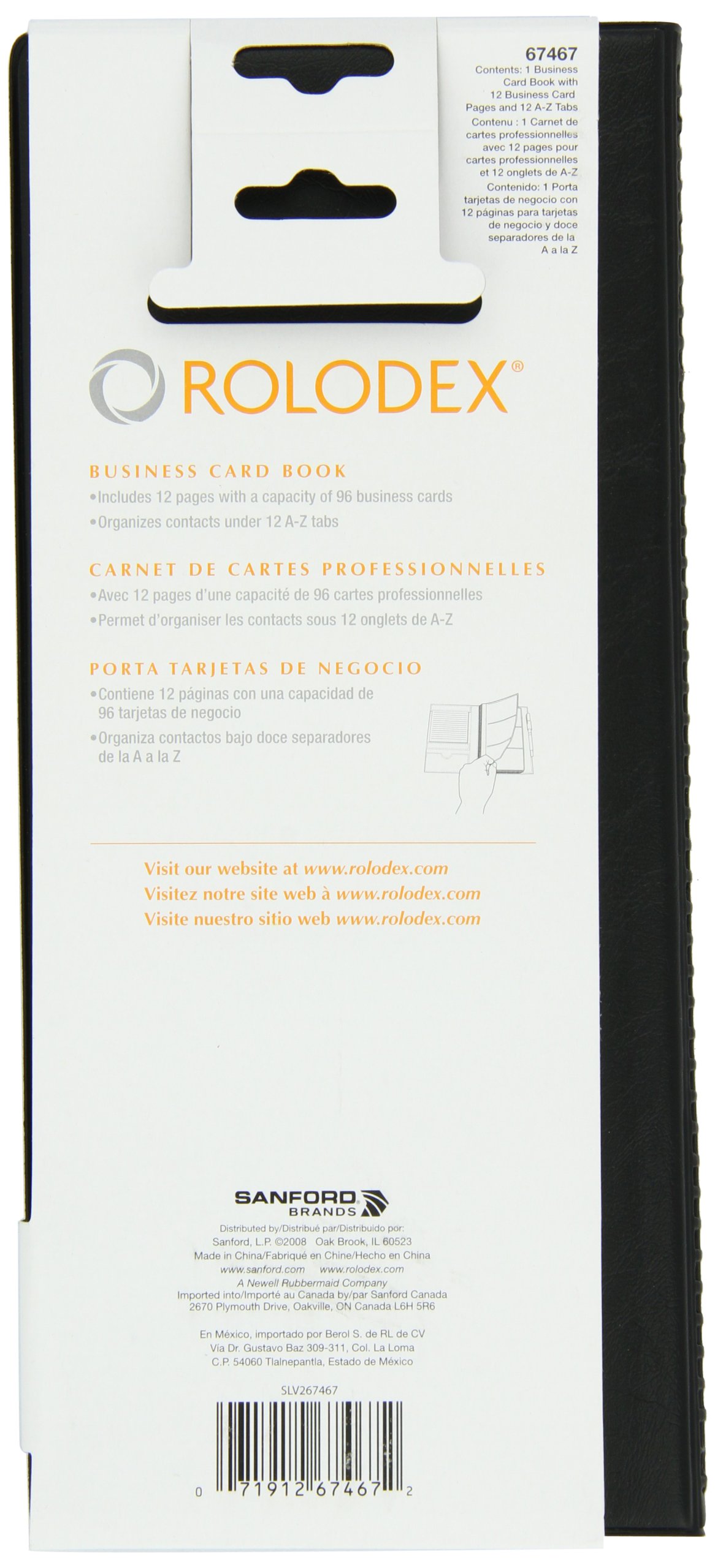 Amazon.com : Rolodex Vinyl Business Card Book with A-Z Tabs, Holds 96 Cards  of 2.25 x 4 Inches, Black (67467) : Transparent Business Card Protectors :  Office Products