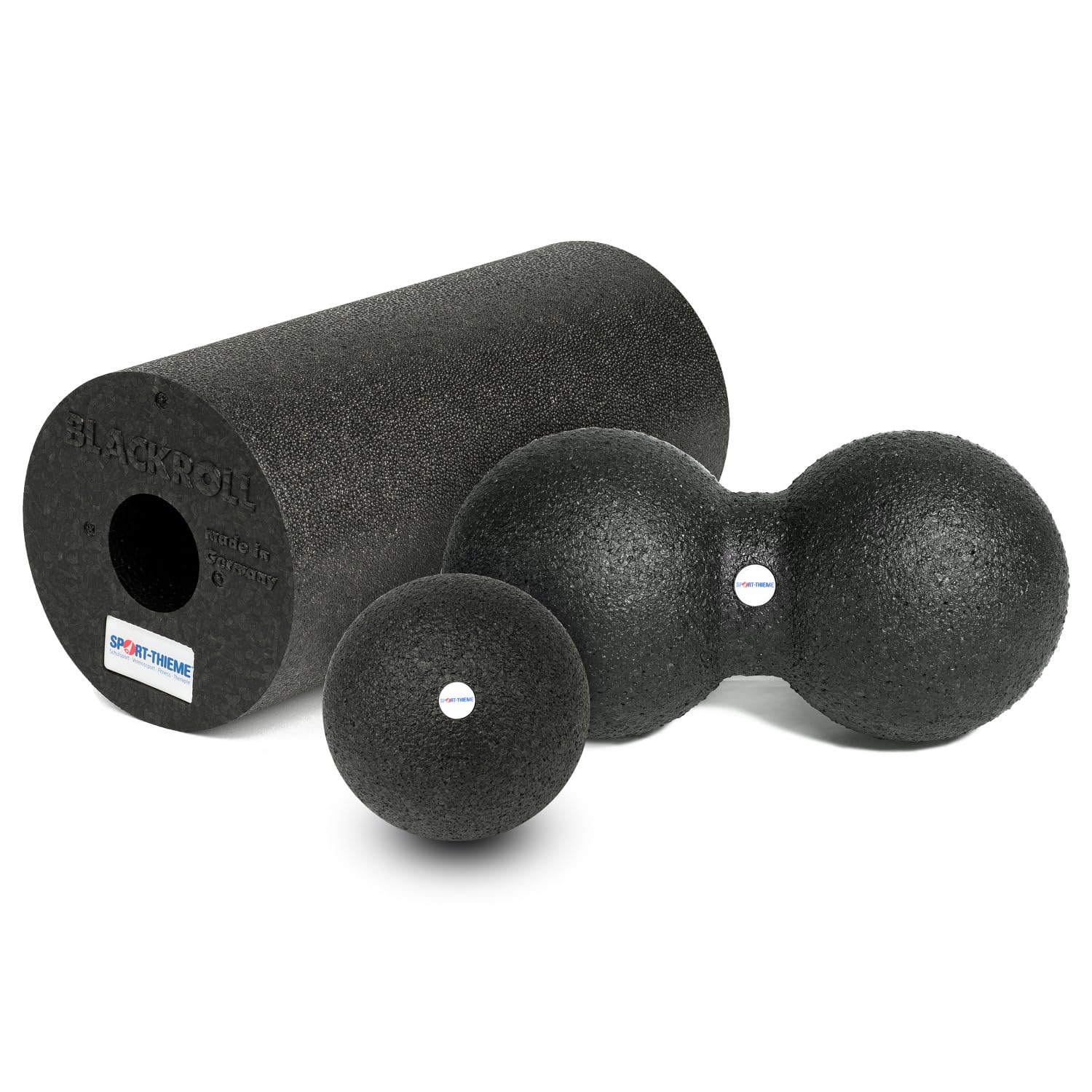 BLACKROLL 3.-teiliges TOP-SET bestehend aus Faszienrolle Standard Schwarz, Ball 12 cm, DuoBall 12 cm inkl. DVD und Übungsanleitung