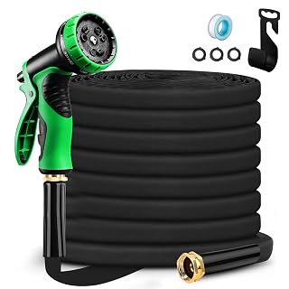 Delxo Garden Hose with Nozzle, 3/4 in. x 50 FT Non-Expanding Water Hose with Holder, Lightweight Manguera Para Jardin, Water Pipe, Durable & Easy to Use for Gardening, Car Washing & Storage - Amazon product rated Grade B
