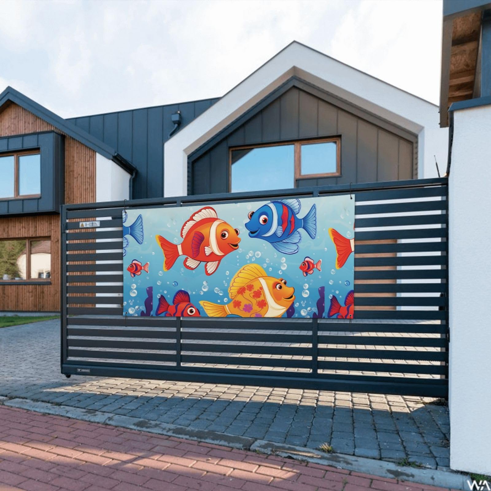 Yard Banner Mit Fisch-Design – Großer Outdoor-Fotohintergrund Für Wand, Zaun, Garage & Mehr