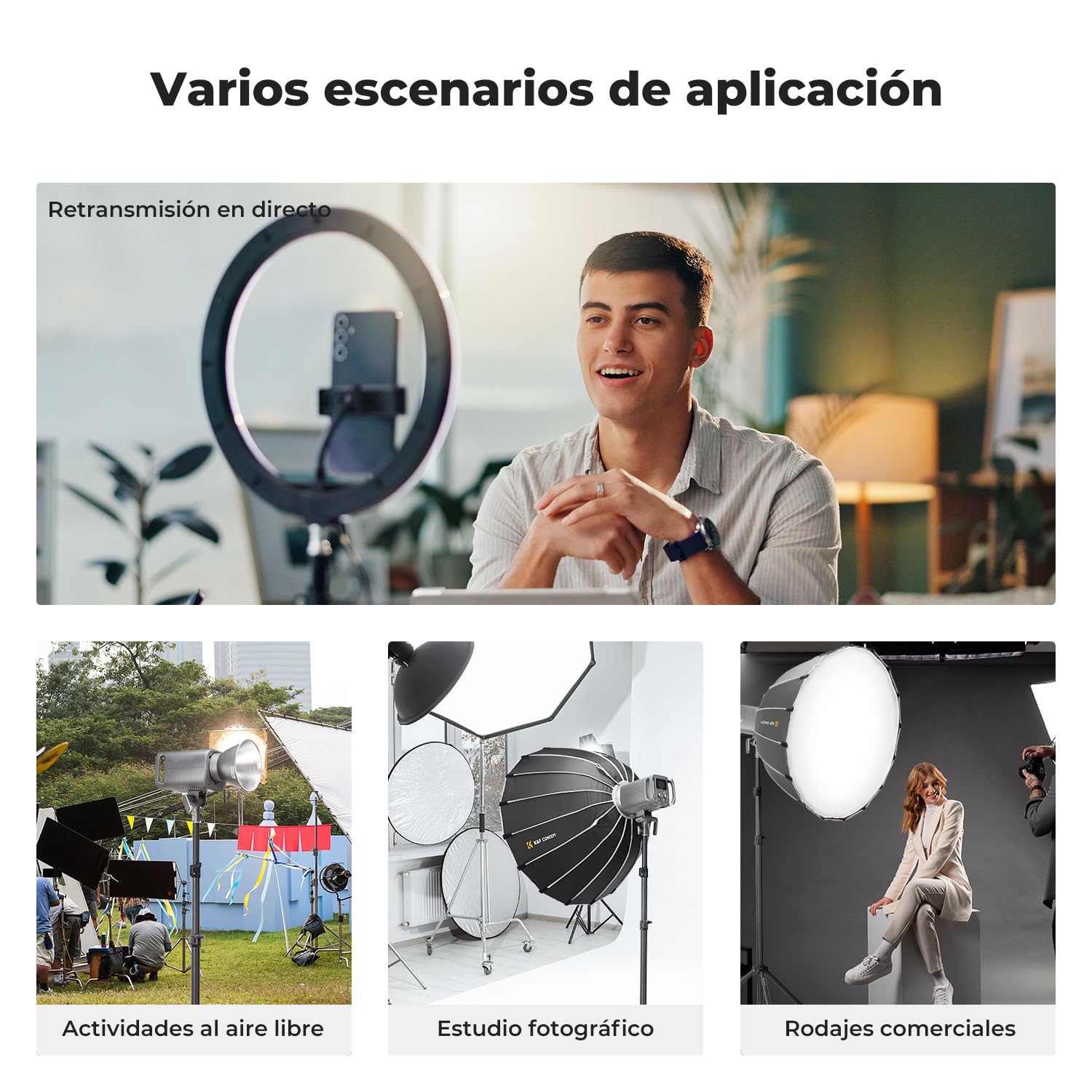 K&F CONCEPT Trípode de luz para fotografía, 230 cm, Metal Light Stand para fotografía de Estudio, Reflector, Flash y vídeo, trípode de iluminación Ajustable Alto con Bolsa para trípod y 1/4" Srew