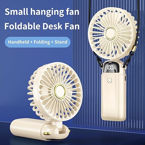 Miniatura 3 de Ventilador portátil, mini ventilador personal de mano de 4000 mAh recargable con batería, ventilador de escritorio con base, pantalla LED,