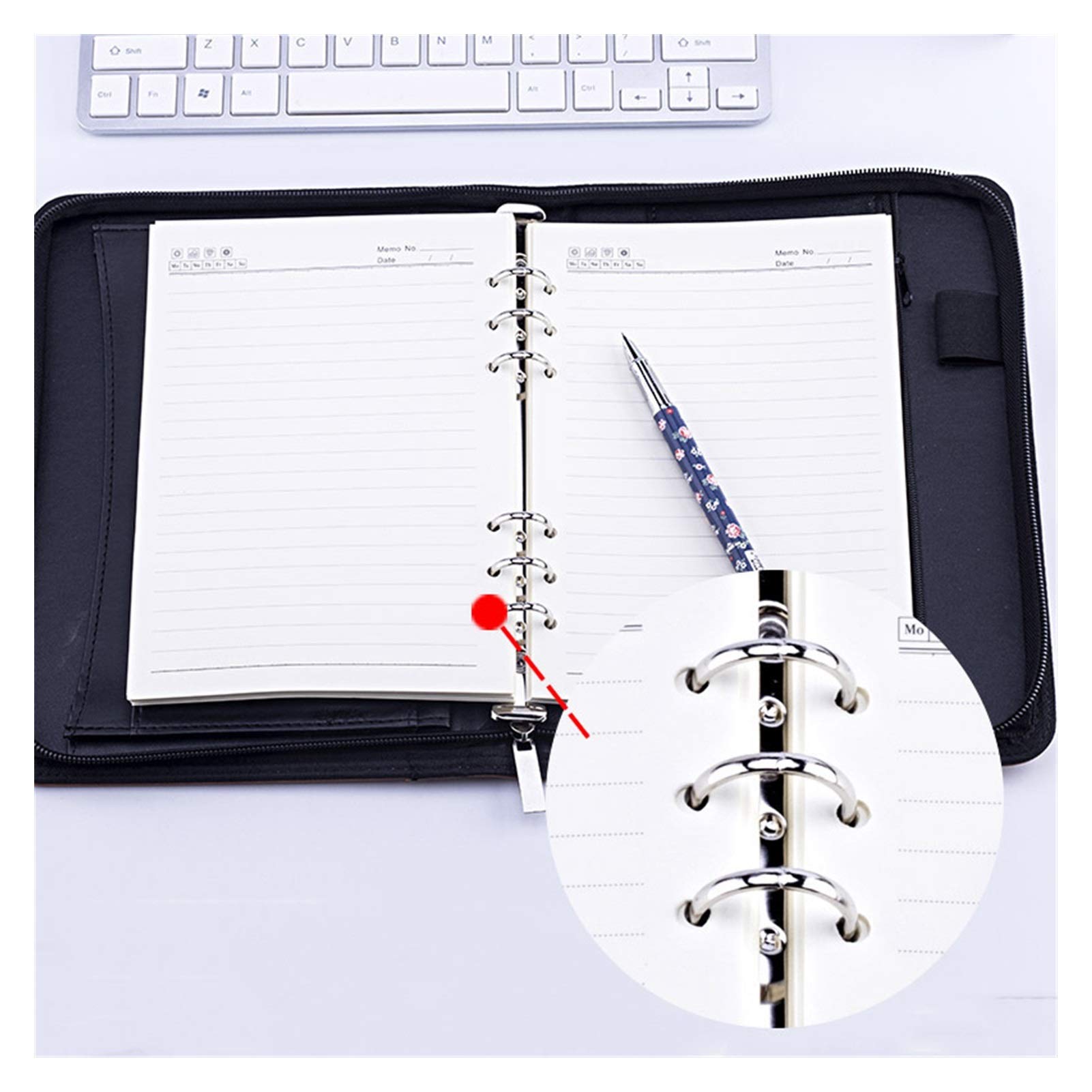 Padfolio A5 in ecopelle con calcolatrice, raccoglitore con cerniera per organizzazione esecutiva e appunti di viaggio