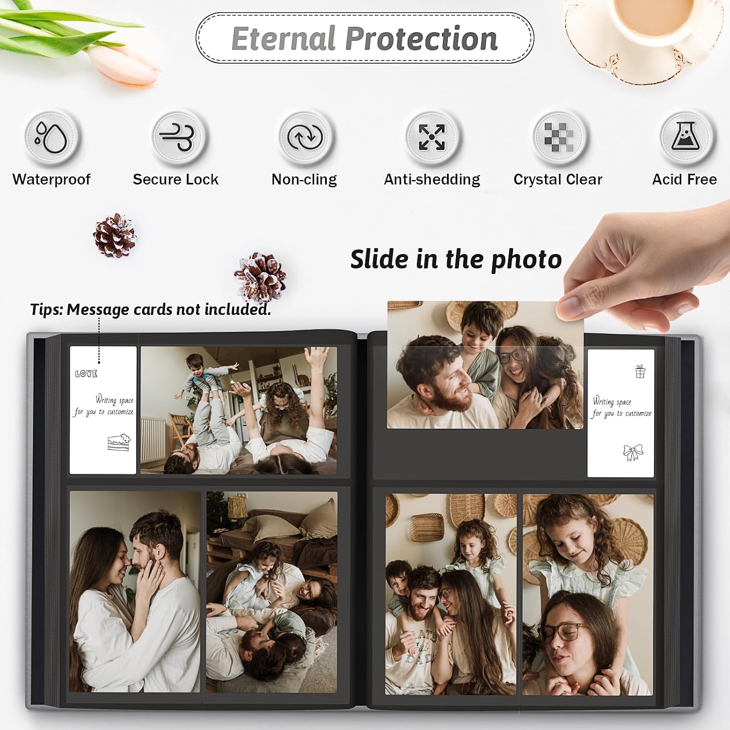 Popotop 4x6 Photo Album Holds 300 Pictures, Vegan Leather Hardcover image 3