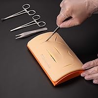 Vista 7 de Medarchitect Almohadilla de práctica de sutura incrustada de dos capas con base curvada antideslizante para uso educativo solamente