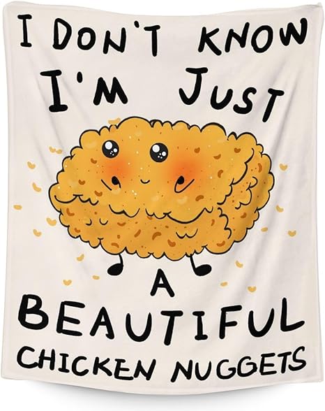 Mercuryelf Chicken Nugget Blanket - Soft, Fuzzy & Warm - 50x60 Inches Flannel Throw Blankets for Living Room, Sofa - Beige Cute Throws Gift for Teens