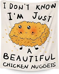 Mercuryelf Chicken Nugget Blanket - Soft, Fuzzy & Warm - 50x60 Inches Flannel Throw Blankets for Living Room, Sofa - Beige Cute Throws Gift for Teens