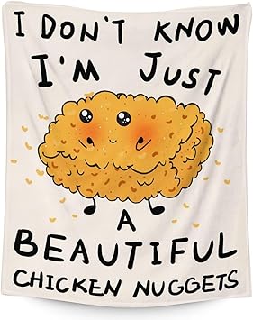 Mercuryelf Chicken Nugget Blanket - Soft, Fuzzy & Warm - 50x60 Inches Flannel Throw Blankets for Living Room, Sofa - Beige Cute Throws Gift for Teens