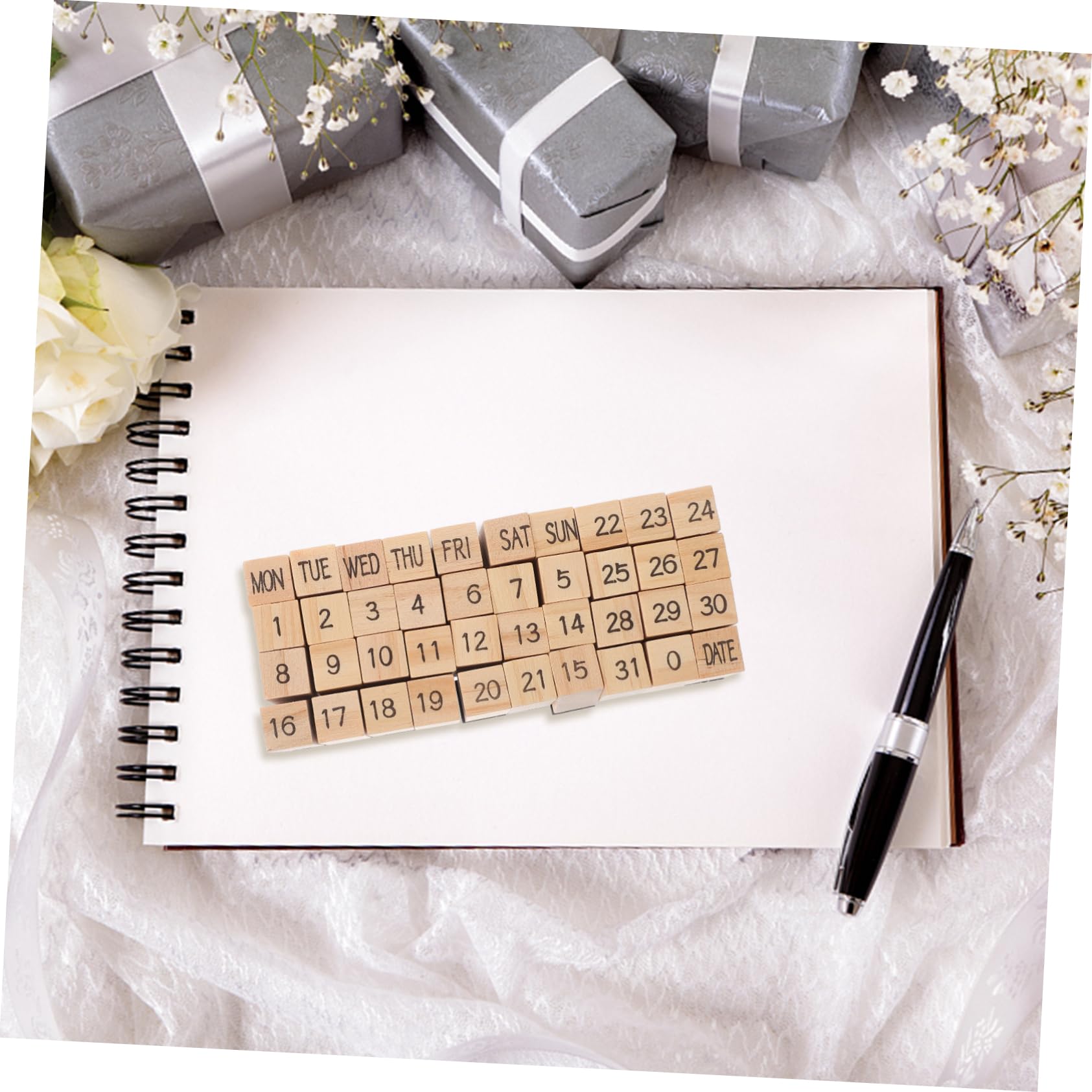 SEWACC 5sätze Vintage Holzstempel Für Scrapbooking Multifunktionale Stempel Mit Wochenzahlen Und Buchstaben Für -tagebücher Und Kreative Projekte Teiliges Für Und Bastelarbeiten