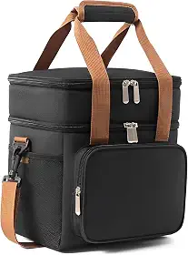 Bolsa Térmica Grande Espaçosa Dois Compartimentos Lancheira Para Marmita, Passeio, Escola, Faculdade, Trabalho Bolsa Para Marmita (Preto)